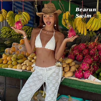 BEARUN SWIM 挂脖比基尼套装2026新款度假风泳装小胸聚拢分体泳衣