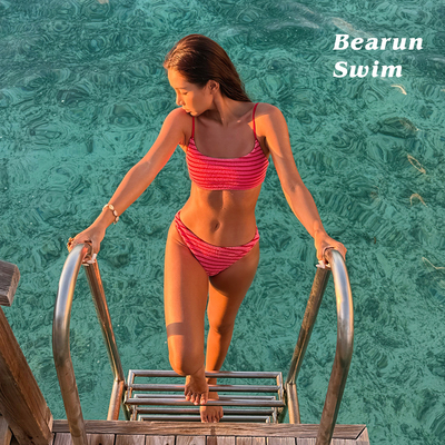 BEARUN SWIM 红色条纹比基尼套装2025新款度假泳装分体泳衣两件套