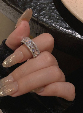 2023镂空锆石开口戒指女夏精致设计时尚指环小众个性可调节食指戒