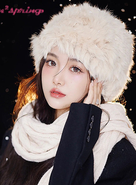 TURN2SPRING 小众设计感 韩版秋冬款保暖毛绒帽显脸小 渔夫帽