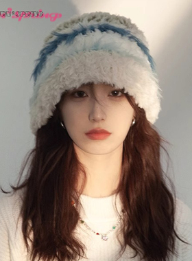 TURN2SPRING 小众设计感 日系毛绒帽子显脸小毛线帽 渔夫帽