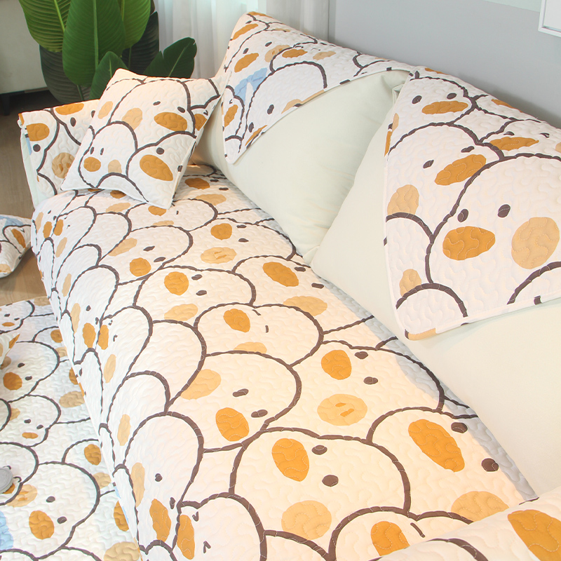 卡通全棉沙发垫四季通用防滑简约E座垫夏季沙发套罩巾盖布定制