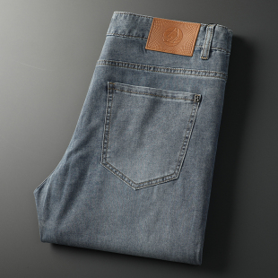 薄款 牛仔裤 精美水洗浅蓝男裤 直筒青年男士 潮 修身 2025舒适自在夏季