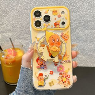 可爱趣味骑马星星人旋转磁吸支架适用iPhone16pro/15苹果14手机壳13防摔卡通新款17promax双层硬底软边保护套