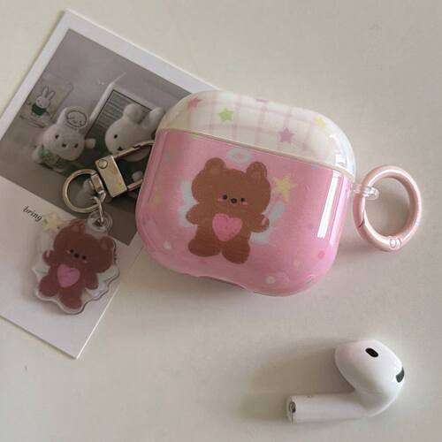 ins彩色星星波点小熊airpods4保护套airpod3适用苹果pro3耳机壳二代无线蓝牙第三代2代airpodpro四代1