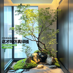 大型仿真绿植造景马醉木橱窗装饰仿生假树商场楼梯下室内景观植物