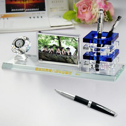 水晶办公用品  实用商务礼品 定制logo 同学会纪念品/毕业纪念