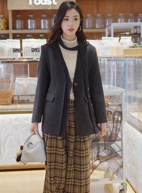 高级感V领双面羊绒大衣女中长款2025秋冬新款气质时尚羊毛呢外套