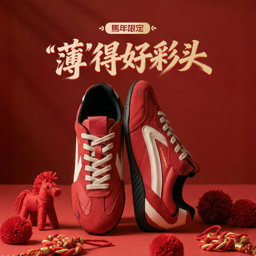 马登女鞋爆款红色赛车德训鞋子