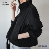 外套小个子宽松上衣春季 马登美式 复古抽绳夹克翻领可收腰工装 女