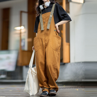 肩带调节吊带连体裤 背带裤 子女 复古vintage宽松廓形工装 马登美式