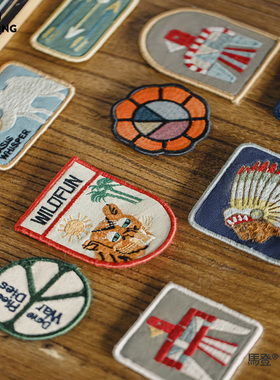 马登复古刺绣洗水做旧章仔设计感趣味DIY布贴百搭徽章魔术贴春女