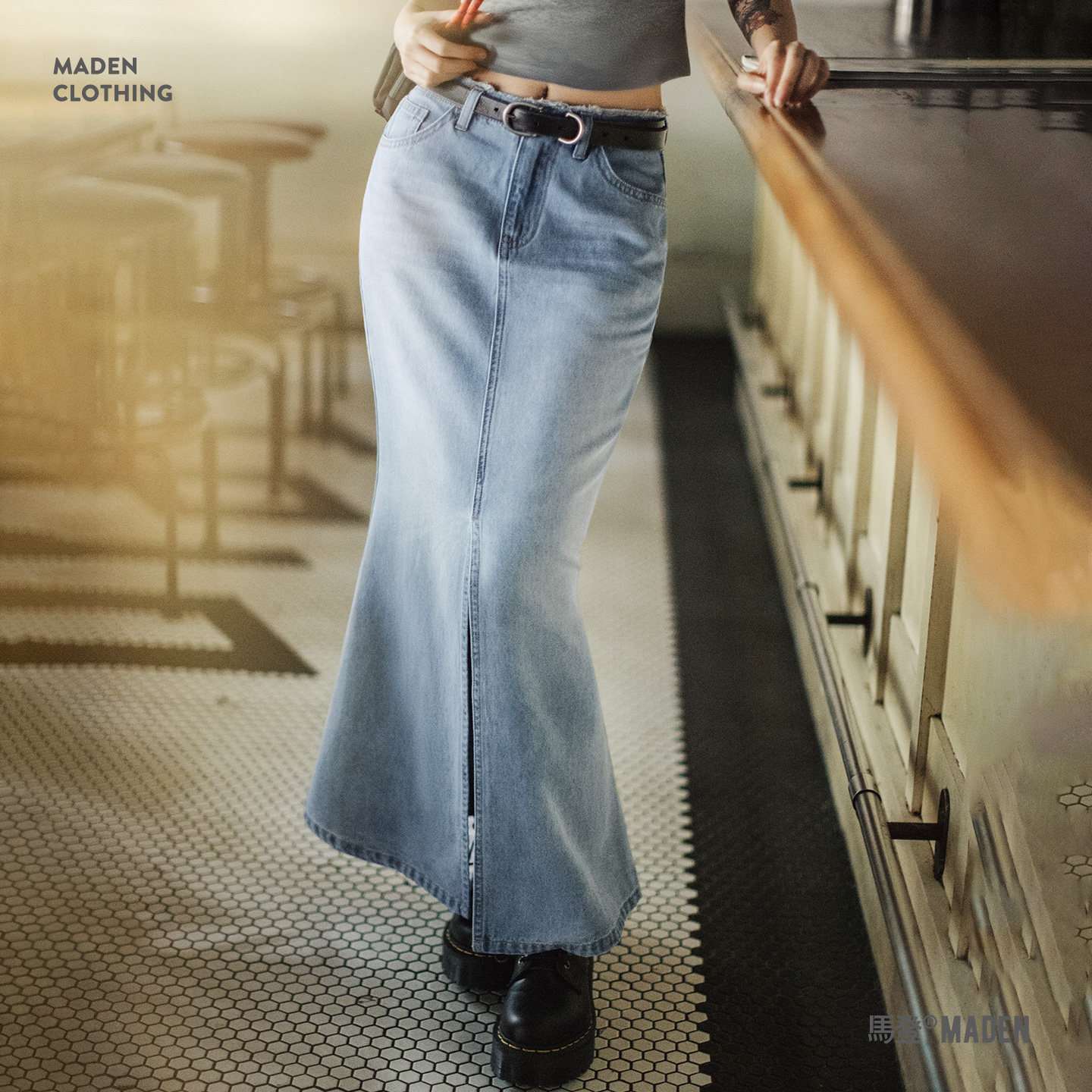 马登水洗蓝色做旧复古牛仔长款开叉包臀显瘦鱼尾半身裙子早秋女士,女装/女士精品,半身裙,淘宝优惠券,粉丝福利购,淘宝优惠卷