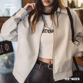 马登贝果复古风米白色皮衣外套港风机车短夹克小个子上衣褂子春女