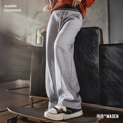 马登女装美式撞色腰头弯刀卫裤