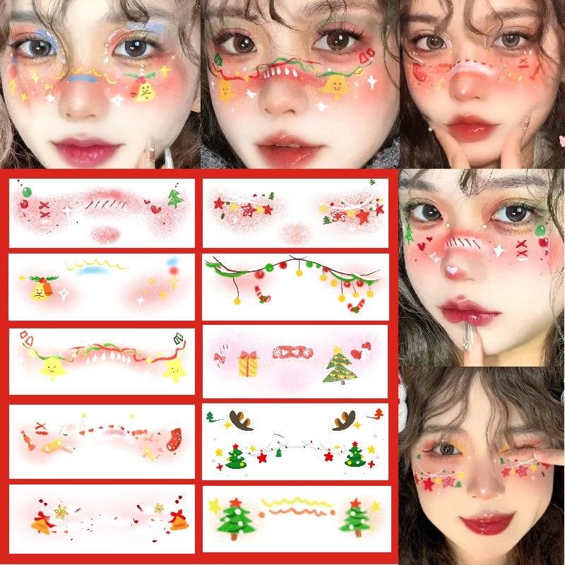 【最美圣诞纹贴纸妆容增添异彩】