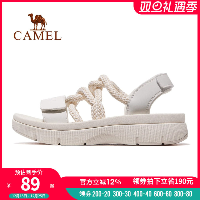 骆驼运动鞋女款凉鞋2025夏季新款女鞋沙滩鞋女防滑软底魔术贴鞋子