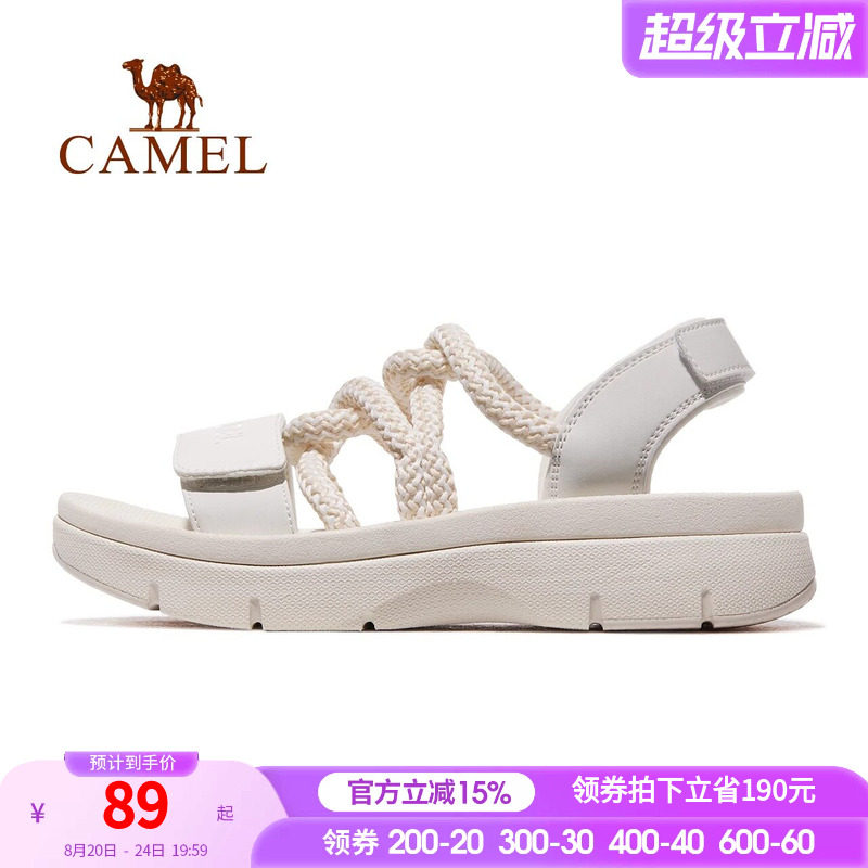 骆驼运动鞋女款凉鞋2026夏季新款女鞋沙滩鞋女防滑软底魔术贴鞋子