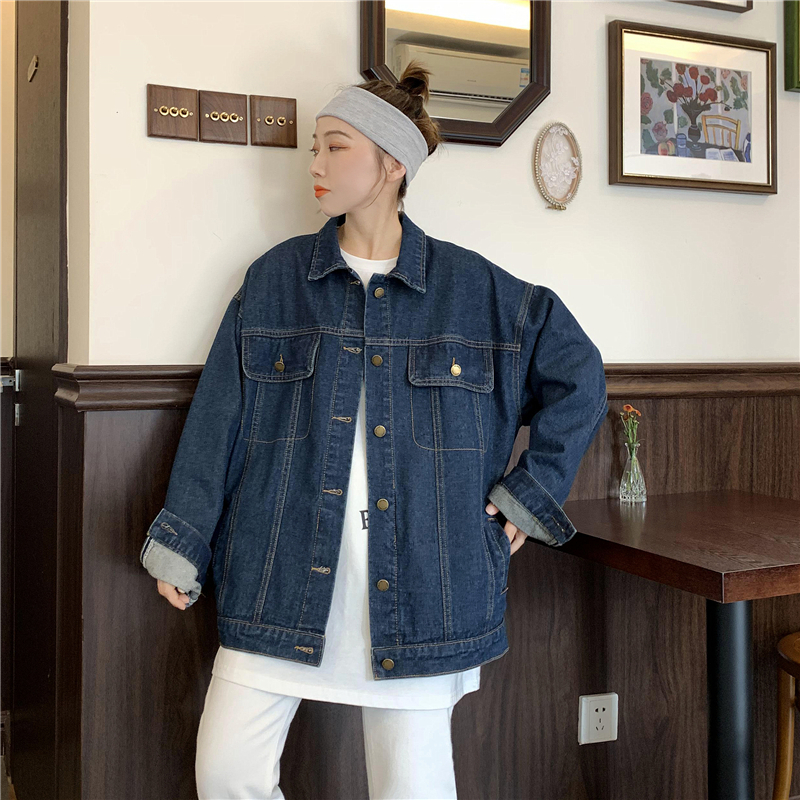 Real shooting of new personalized ribbon denim jacket in spring and autumn 2021