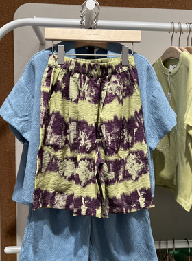 UR国内代购2025夏季男童装时尚休闲撞色印花松紧短裤UBH650010