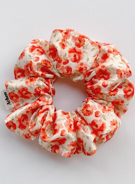 Achen/山茶花水彩彩色大肠发圈田园气质手作发圈缎面发饰头绳原创