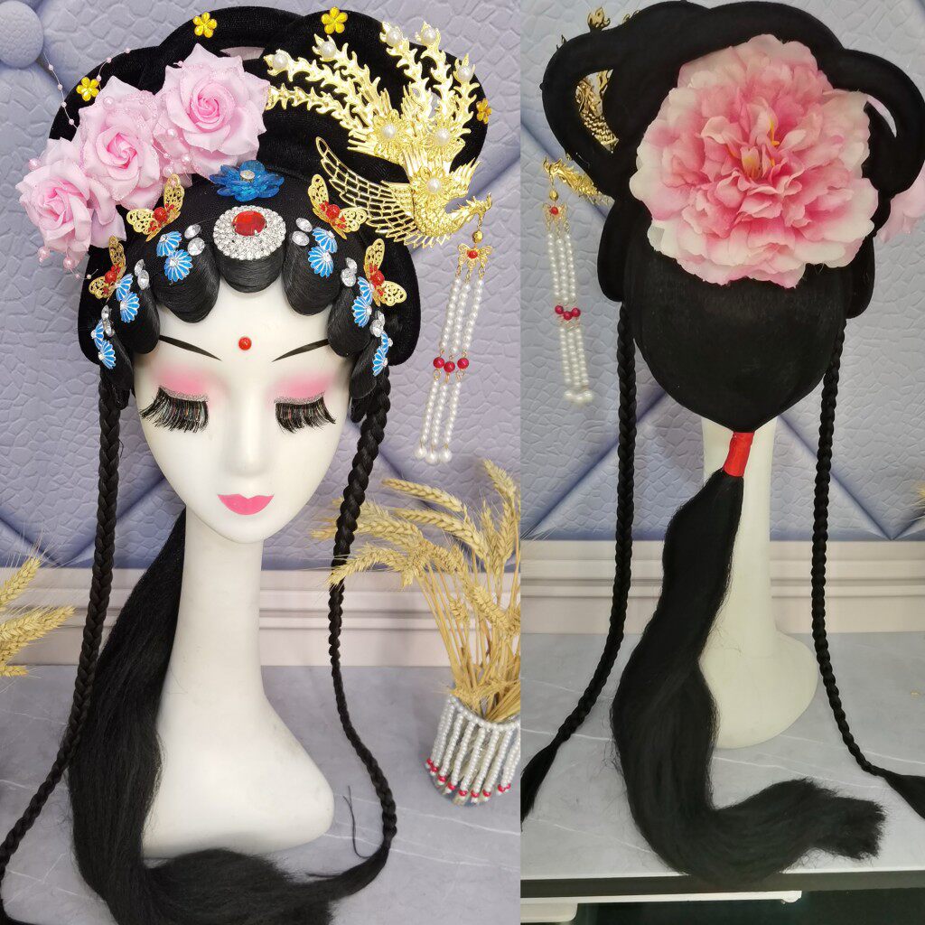 新款黄梅戏头套戏曲戏剧头饰影视花旦头饰嫦娥黄梅戏小姐秧歌头饰