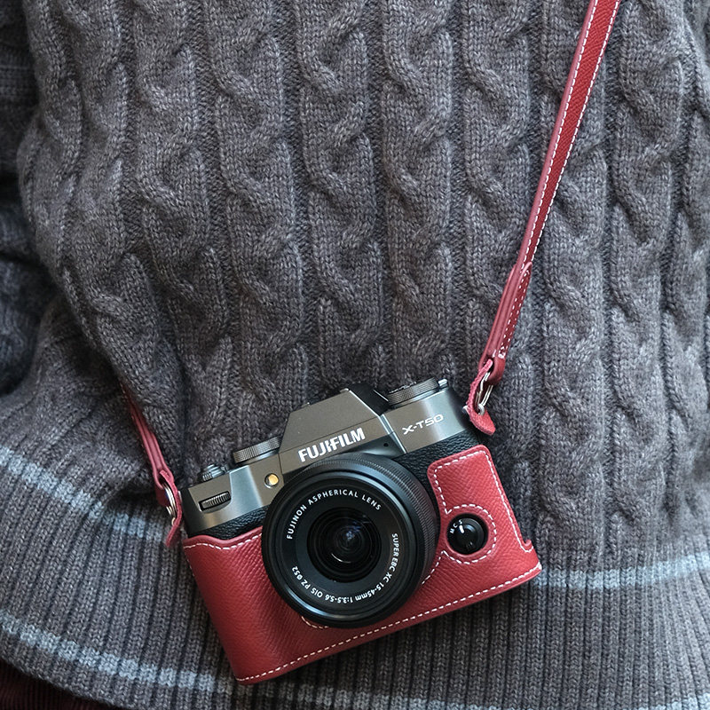 新品 富士XT50头层牛皮保护套XS20XT30二代真皮底座XM5皮套相机包