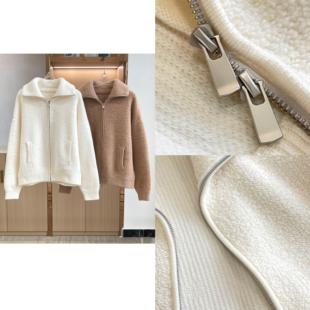 LP 圈圈毛翻领双拉链外套 山羊绒女装针织衫 秋冬新款00409