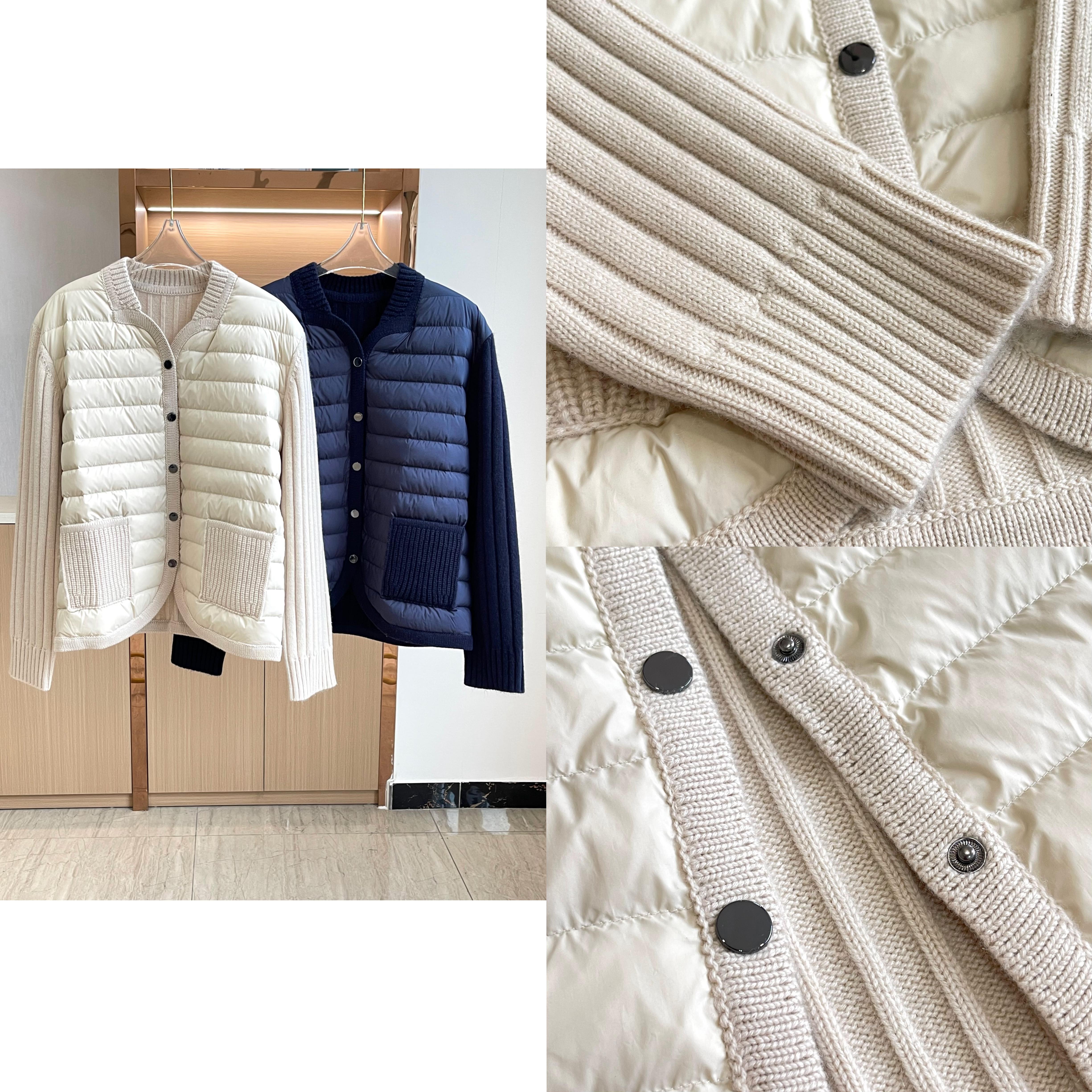 LP羽绒服拼接针织山羊绒