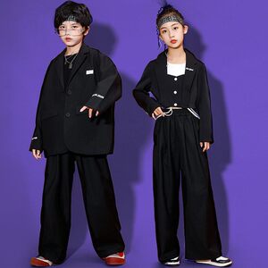 儿童爵士舞hiphop服装西装演出服套装男女童嘻哈走秀潮服秋季潮牌