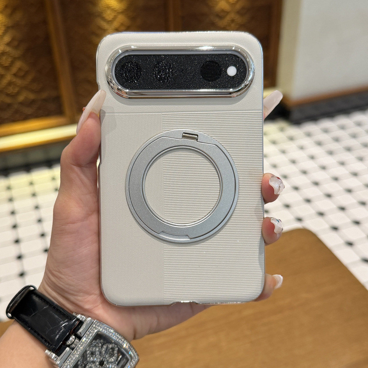 新款皮纹适用华为puraxview手机壳带360°旋转支架适用Pura X View阔直板保护套磁吸防摔男士女轻奢的超薄
