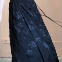 文艺提花个性半身裙优雅显瘦黑色半裙新中式国风一片式系带裹裙