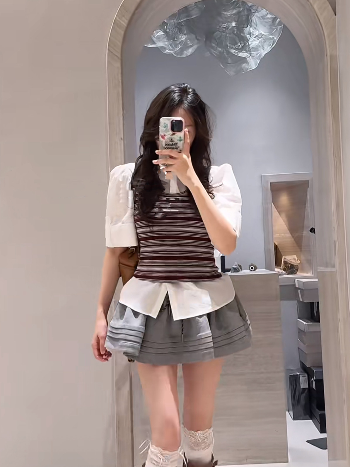 小众灰色学院风显瘦半身裙