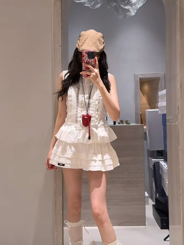 渡假风法式蕾丝亚麻裙套装夏新款