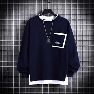 休闲字母贴布印花帽衫 2020秋冬季 街头嘻哈潮牌宽松连帽卫衣男个性