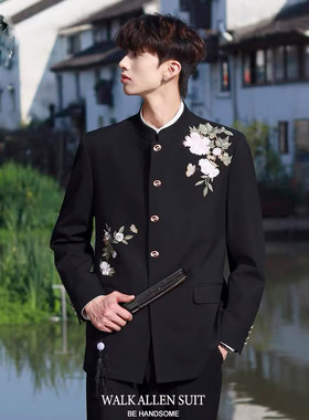 新中式中山装男士西服套装国风高级感西装唐装学生DK班服制服外套