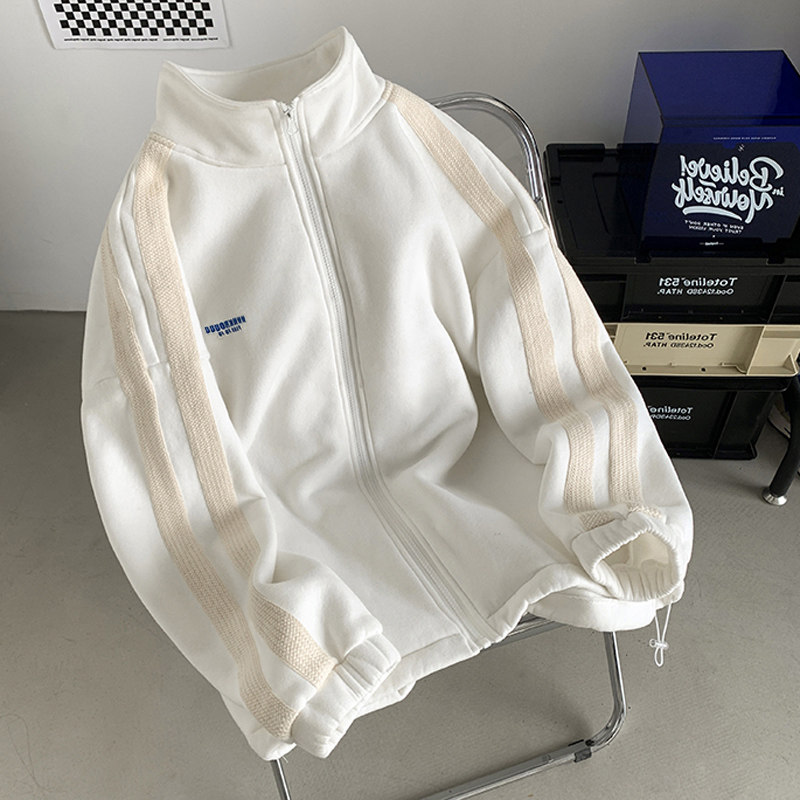 thumbnail for Hong Kong style fried street suit spring and autumn loose tide ins sweater long-sleeved trousers casual student sportswear two-piece men