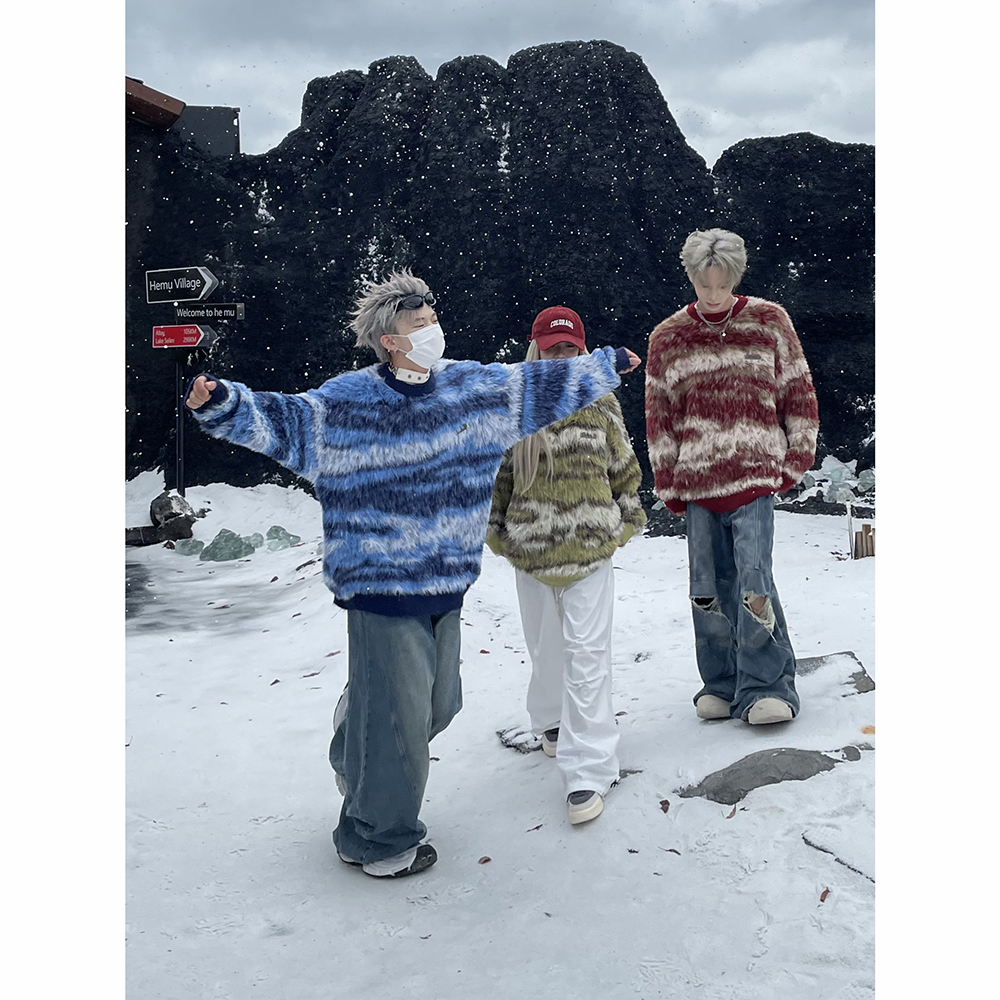 慵懒风软糯马海毛针织衫毛衣情侣