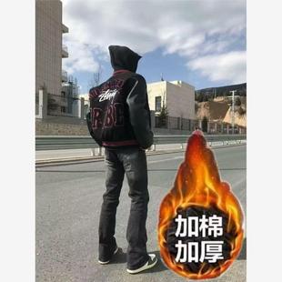 美式秋冬复古刺绣棒球服嘻哈宽松夹克vibe风男女短款痞帅棉衣外套
