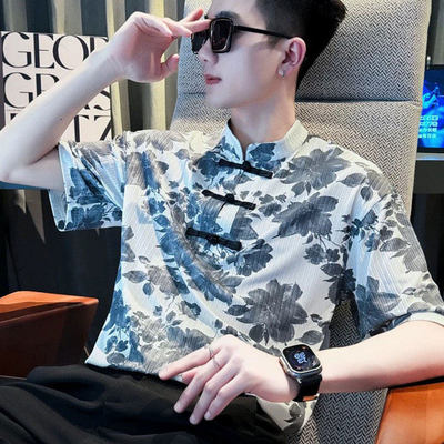 2026新款短袖立领衬衫男短袖上衣