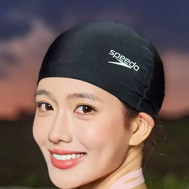 Speedo速比涛自由皮大头围不勒头女款长发加大泳帽男款布料抗氯图片