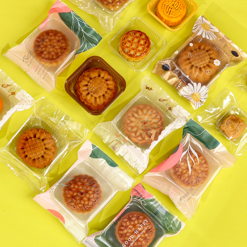透明月饼包装袋机封袋带托2025新款冰皮自粘袋子蛋黄酥绿豆糕包装