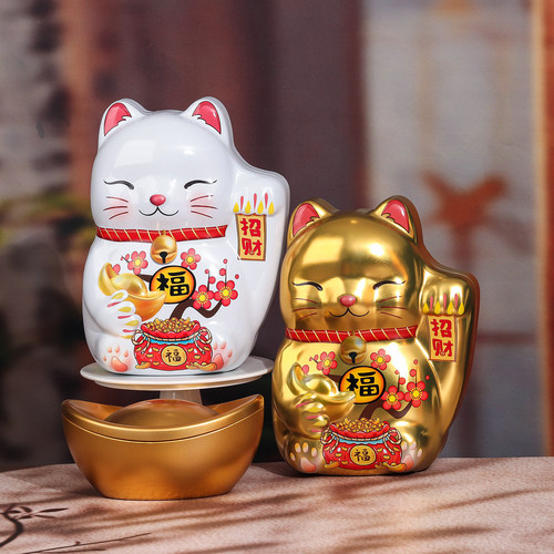 创意招财猫马口铁包装盒铁罐