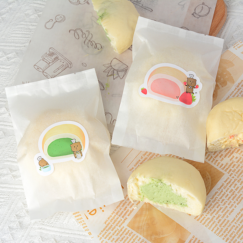 棉纸冰面包袋贴纸无印鲜花饼包装袋热封口机封袋烘焙食品袋可定制