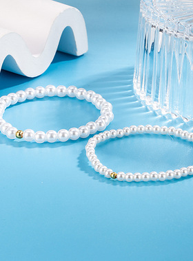 跨境小众法式复古ABS仿珍珠优雅手链 手工制作串珠chic风手饰批发