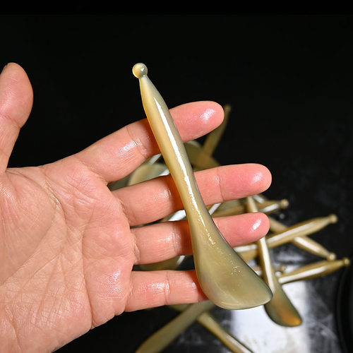 真牛角拔筋棒白牦牛角点穴棒面部刮痧板按摩棒女脸部眼部美容棒