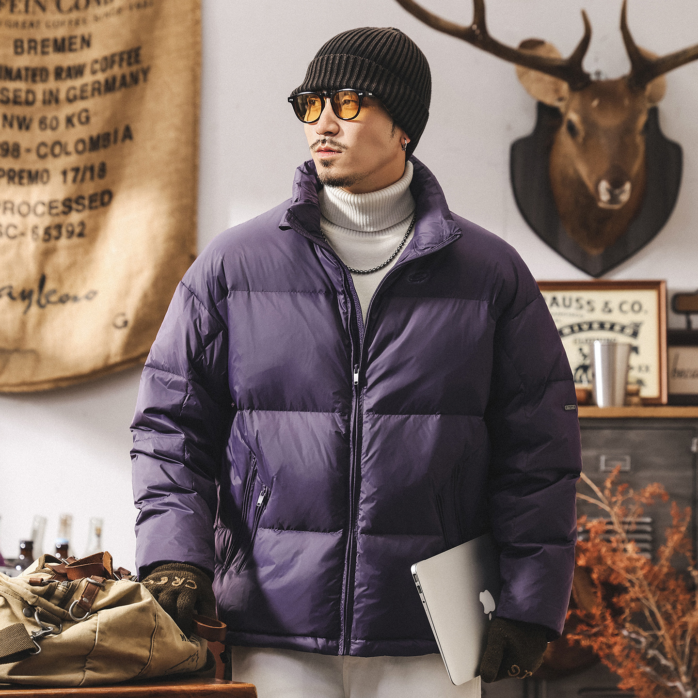 加大码白鸭绒羽绒服美式复古