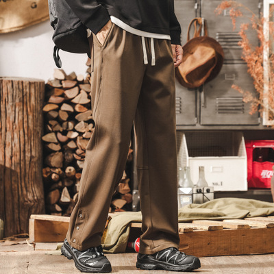 美式重磅复古莱赛尔垂感秋冬裤子男款宽松高级感休闲裤男直筒长裤