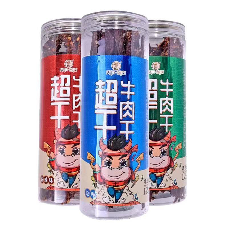 贝尔额吉超干牛肉干125克桶装