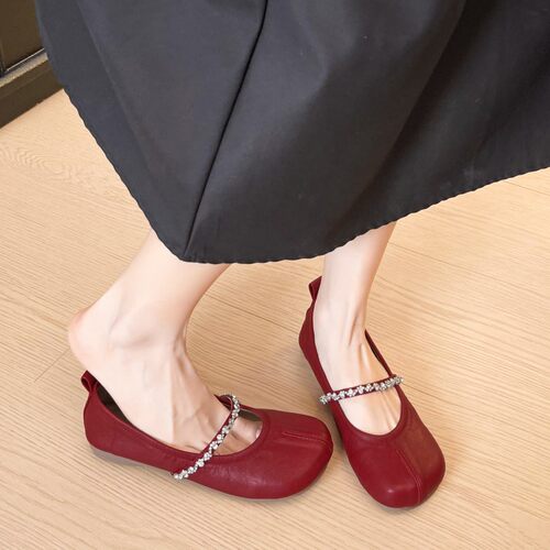 秋季新款法式复古平底玛丽珍鞋